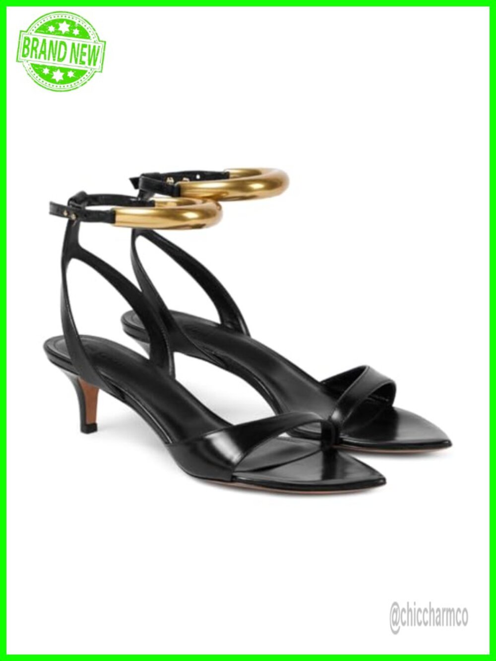 Strappy Low Kitten Heels Sandals Ankle Buckle Faux Leather Pointed Toe Dress